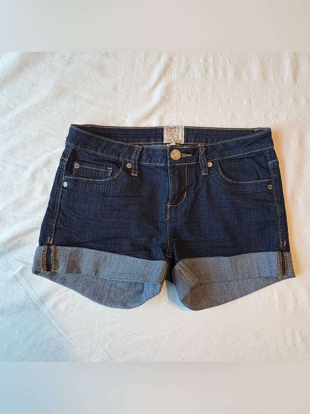 Dark Wash Arden B Denim Shorts with a Cuffed Hem